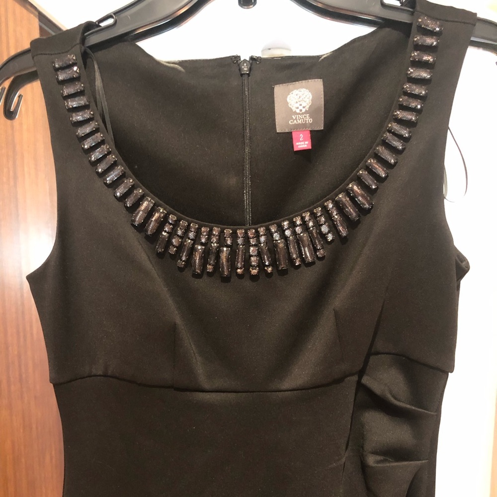 Vince Camuto black minidress with jeweled neckline